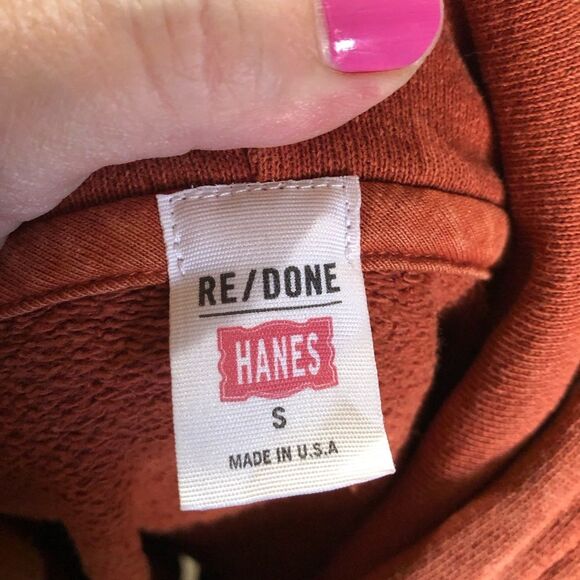RE/DONE x Hanes Classic Hoodie Sweatshirt Oversized Orange Terracotta - S - Picture 11 of 13
